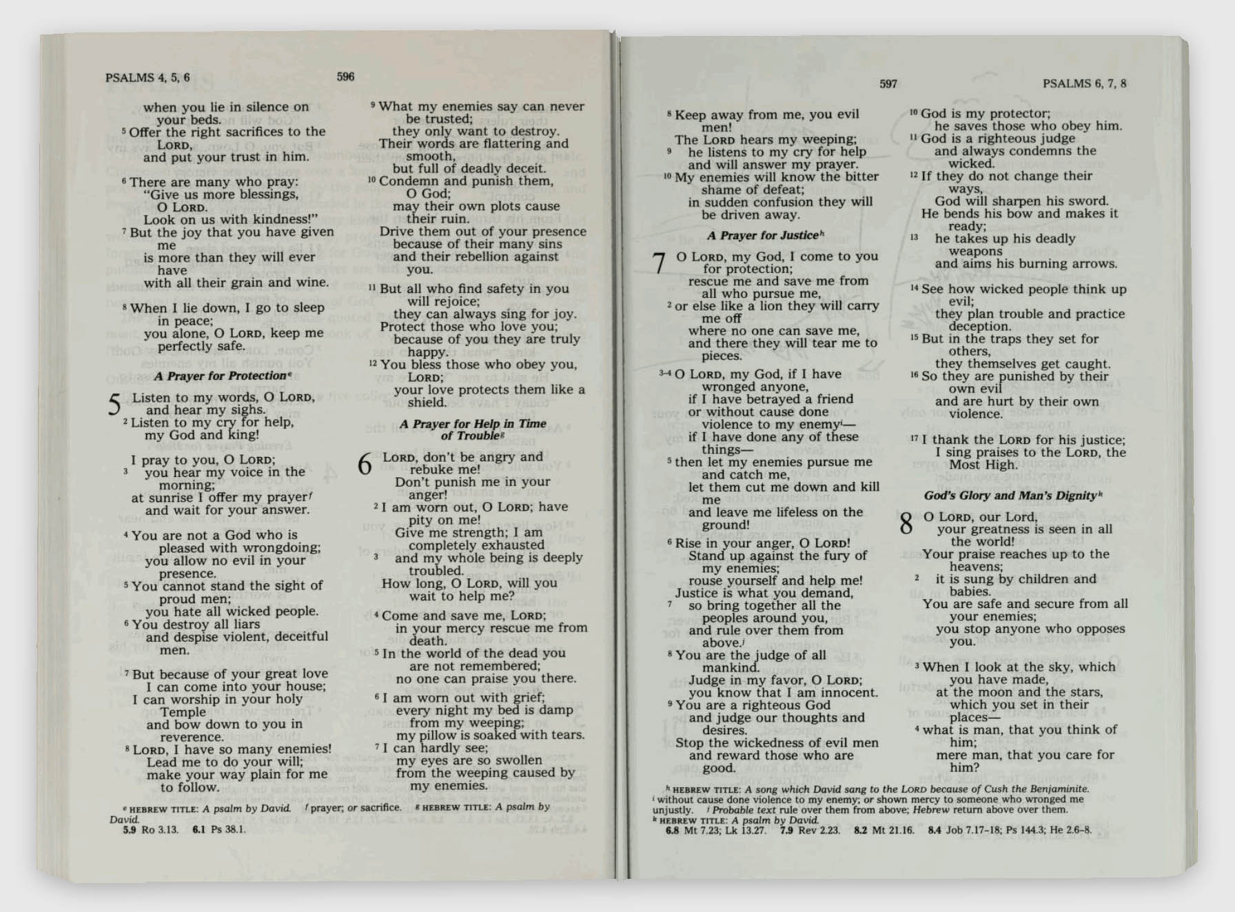 Psalm 7 from the Good News Bible published by the American Bible Society, 1976. Courtesy: Internet Archive.