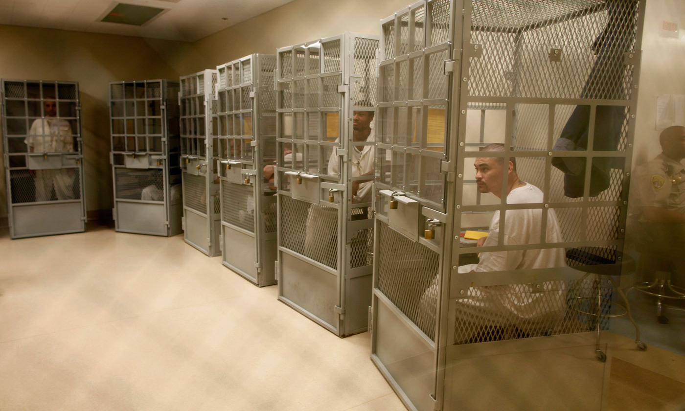 Administrative segregation prisoners take part in a group therapy session at San Quentin state prison, California, 8 June 2012. Source: Lucy Nicholson/Reuters.